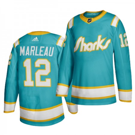 Män Ishockey San Jose Sharks tröja Patrick Marleau 12 Throwback Teal Authentic